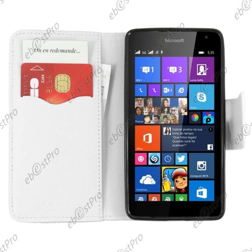 Ebeststar ® Housse Portefeuille Coque Etui Protection Folio Pour Microsoft Lumia 535, Couleur Blanc + Film Protection D'écran