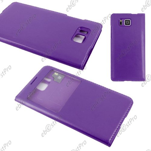Ebeststar ® Housse Pochette Protection Coque Etui Type S-View Pour Samsung Galaxy Alpha Sm-G850f, Couleur Violet + Film Protection D'écran