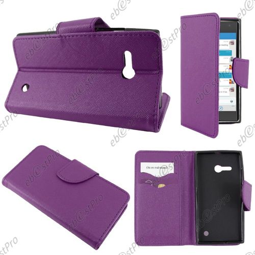Ebeststar ® Housse Portefeuille Coque Etui Protection Folio Pour Nokia Lumia 735 730 Dual, Couleur Violet + Film Protection D'écran