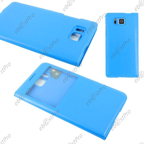 Ebeststar ® Housse Pochette Protection Coque Etui Type S-View Pour Samsung Galaxy Alpha Sm-G850f, Couleur Bleu + Film Protection D'écran