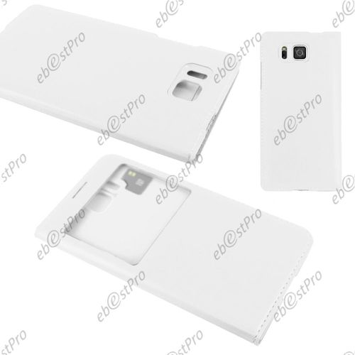 Ebeststar ® Housse Pochette Protection Coque Etui Type S-View Pour Samsung Galaxy Alpha Sm-G850f, Couleur Blanc + Film Protection D'écran