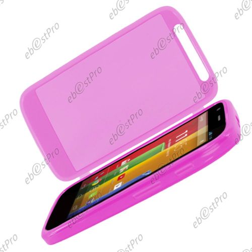 Ebeststar ®  Etui Portefeuille Rabattable Livre Housse Coque Silicone Gel Pour Motorola Moto G, Xt1032, Couleur Rose + Film Protection D'écran