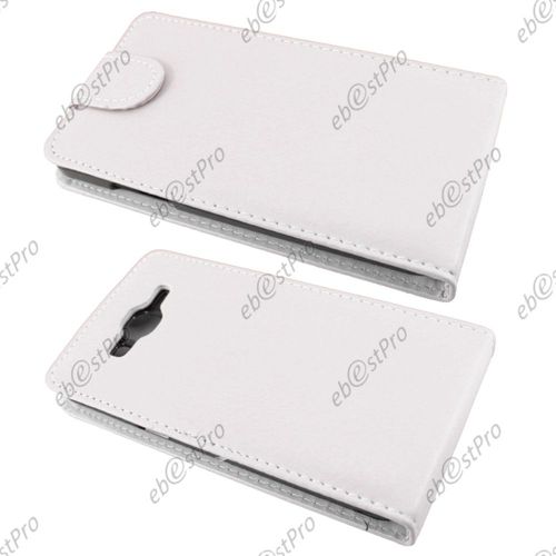 Ebeststar ® Coque Housse Etui Simili Cuir Rabattable Pour Samsung Galaxy Grand Prime Sm-G530f Sm-G530h, Couleur Blanc + Film Protection D'écran