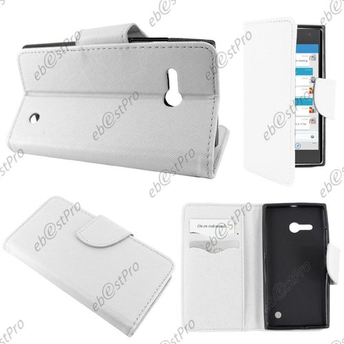 Ebeststar ® Housse Portefeuille Coque Etui Protection Folio Pour Nokia Lumia 735 730 Dual, Couleur Blanc + Film Protection D'écran