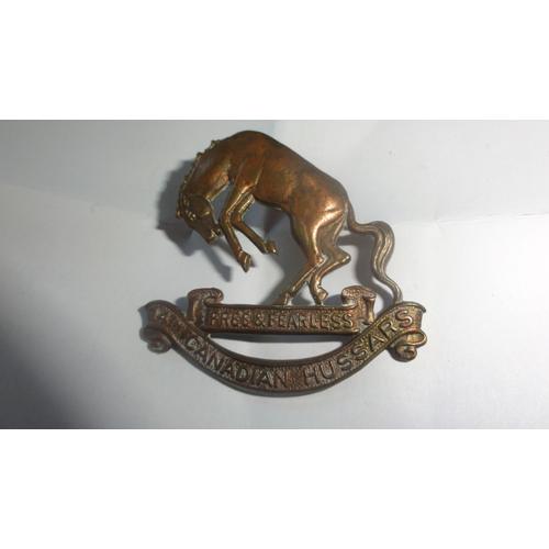 Insigne 14th Fourteenth Canadian Hussars Brass Horse Cap Badge Ww2