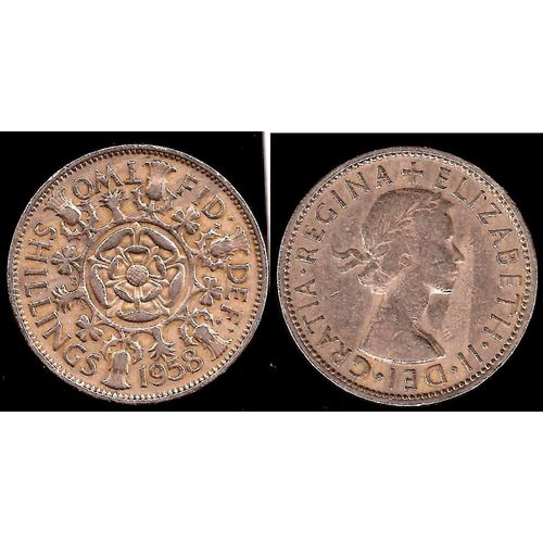 Très Belle Pièce De 2 Shilling 1958 Royaume Uni