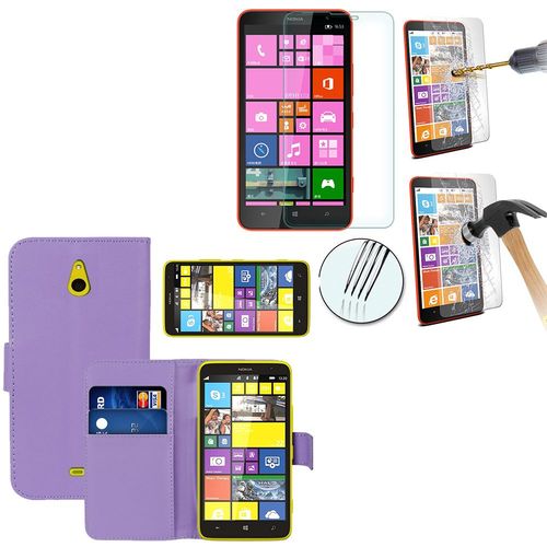 Etui Portefeuille Pour Nokia Lumia 1320 6.0" Livre Housse Coque Pochette Cuir Pu - Violet+ 1 Film Verre Trempé