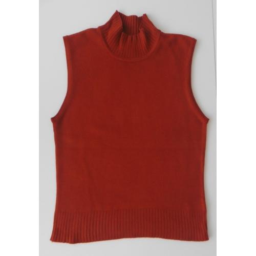 Pull Débardeur Col Cheminée. Marron Rouille. Pecca. Taille S/M 