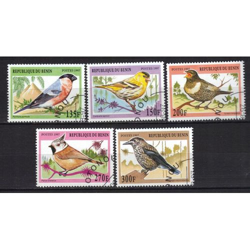 Benin 1997 : Oiseaux Divers - Série De 5 Timbres Oblitérés