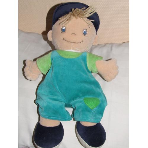 Poupée Golden Nugget Garçon Doudou Blanc Bleu Vert Peluche De 40 Cm