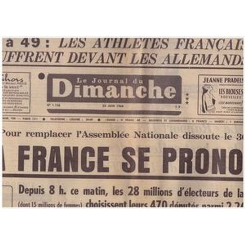 Le Journal Du Dimanche N°1126 Du 23 06 1968