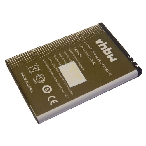 Batterie Li-Ion 1700mah (3.7) Vhbw Pour Téléphone Portable Smartphone Nokia 6760 Slide, E52, E55, E61i, E63, E71, E71x, E72, E90 Comme Bp-4l, N4d113j