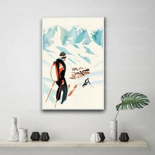 Affiche en toile Affiche de ski d¿¿corative pl,mpression murale Poster pour salon chambre ¿¿ coucher d¿¿cor sans cadre(40*50cm)
