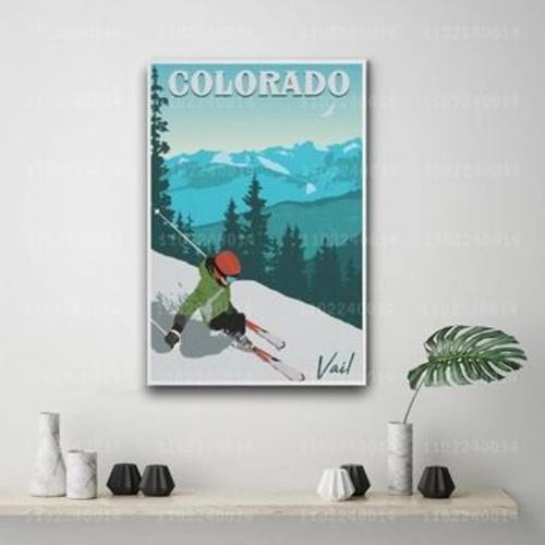 Affiche en toile Affiche de ski d¿¿corative pl,mpression murale Poster pour salon chambre ¿¿ coucher d¿¿cor sans cadre(40*50cm)