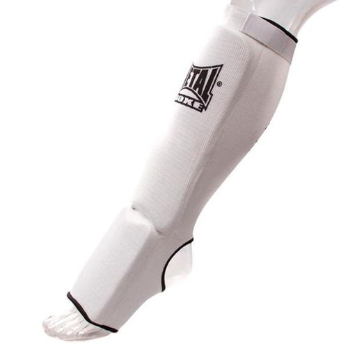 Protèges Tibias Pieds Metal Boxe Tissu Blanc - S
