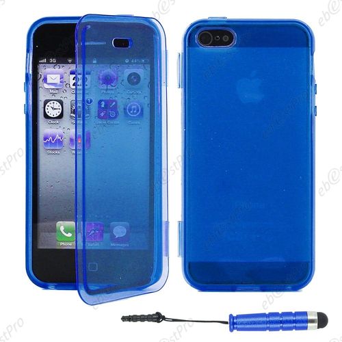 Ebeststar ® Housse Etui Coque Portefeuille Livre Silicone Gel Pour Apple Iphone 5s, 5, Couleur Bleu + Mini Stylet + Film Protection D'écran