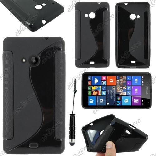 Ebeststar ® Housse Etui Coque Silicone Gel Motif S-Line Protection Souple Pour Microsoft Lumia 535, Couleur Noir + Mini Stylet + Film Protection D'écran