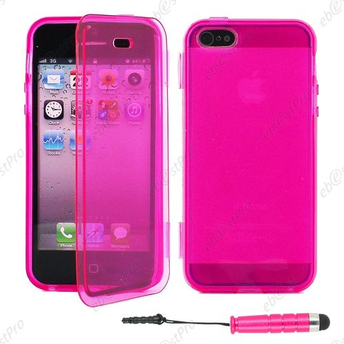 Ebeststar ® Housse Etui Coque Portefeuille Livre Silicone Gel Pour Apple Iphone 5s, 5, Couleur Rose + Mini Stylet + Film Protection D'écran