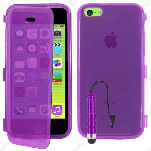 Ebeststar ® Housse Etui Coque Portefeuille Livre Silicone Gel Pour Apple Iphone 5c, Couleur Violet + Mini Stylet + Film Protection D'écran