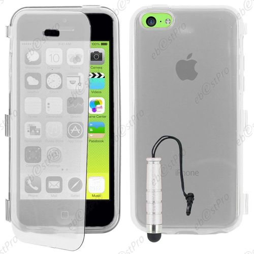 Ebeststar ® Housse Etui Coque Portefeuille Livre Silicone Gel Pour Apple Iphone 5c, Couleur Transparent + Mini Stylet + Film Protection D'écran