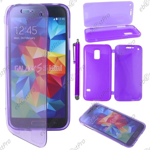 Ebeststar ® Housse Etui Coque Portefeuille Livre Silicone Gel Pour Samsung Galaxy S5 Mini Sm-G800 G800f G800h, Couleur Violet + Stylet + Film Protection D'écran