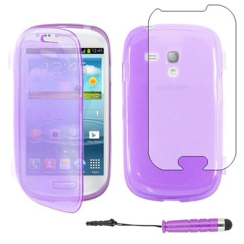 Ebeststar ® Housse Etui Coque Portefeuille Livre Silicone Gel Pour Samsung Galaxy S3 Mini Gt-I8190, I8190n, Couleur Violet + Mini Stylet + Film Protection D'écran