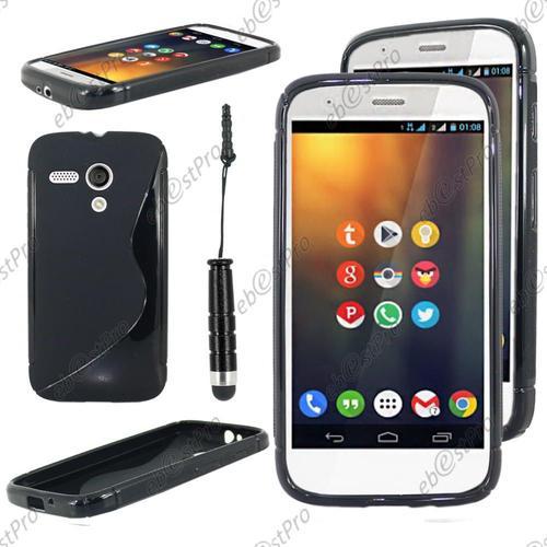 Ebeststar ® Housse Etui Coque Silicone Gel Motif S-Line Protection Souple Pour Motorola Moto G, Xt1032, Couleur Noir + Mini Stylet + Film Protection D'écran