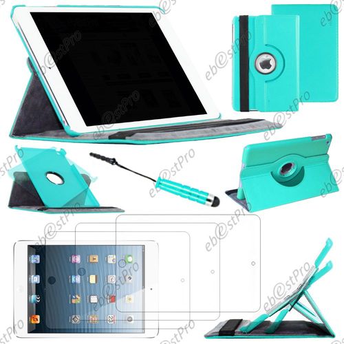 Ebeststar ® Housse Coque Etui Pu Cuir Rotatif Avec Support À Rotation 360° Pour Apple Ipad Mini 3, Mini 2 Retina, Mini 1, Couleur Bleu + Mini Stylet 3 Film