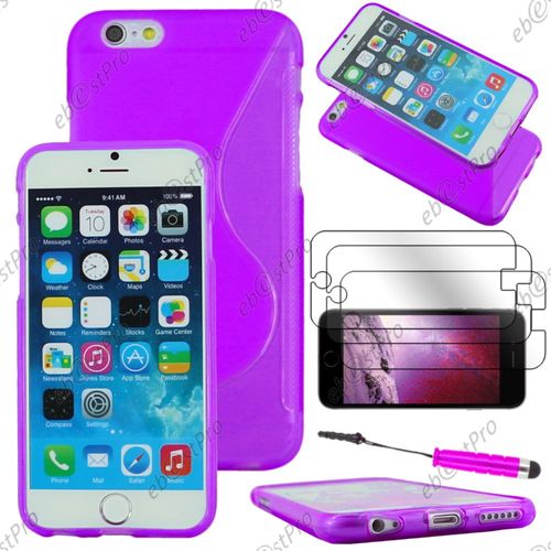 Ebeststar ® Housse Etui Coque Silicone Gel Motif S-Line Protection Souple Pour Apple Iphone 6 Écran 4,7", Couleur Violet + Mini Stylet 3 Film