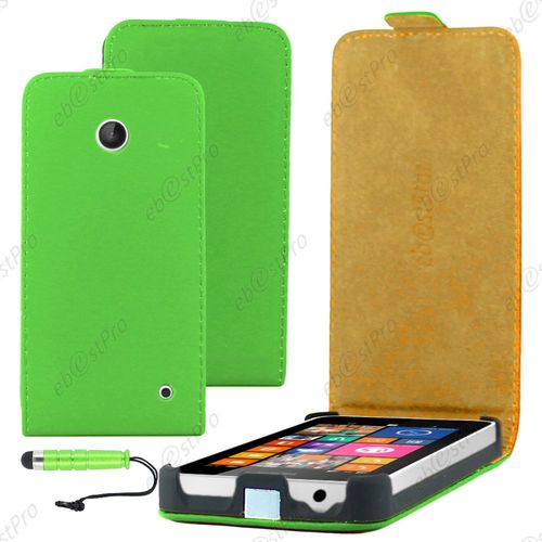 Ebeststar ® Housse Coque Etui En Pu Cuir À Rabat Ultra Fine (Slim Case) Pour Nokia Lumia 630, Couleur Vert + Mini Stylet + Film Protection D'écran