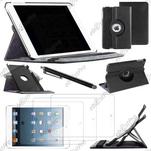 Ebeststar ® Housse Coque Etui Pu Cuir Rotatif Avec Support À Rotation 360° Pour Apple Ipad Mini 3, Mini 2 Retina, Mini 1, Couleur Noir + Stylet 3 Film