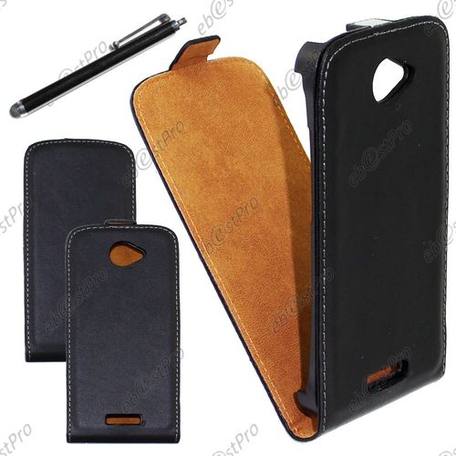 Ebeststar ® Housse Coque Etui En Pu Cuir À Rabat Ultra Fine (Slim Case) Pour Htc One S, Couleur Noir + Stylet + Film Protection D'écran