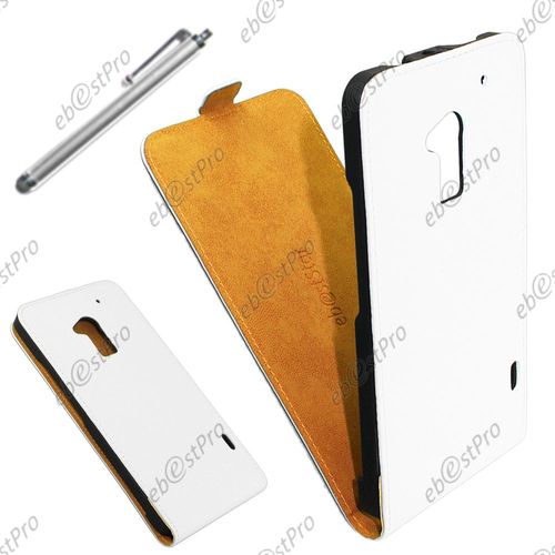 Ebeststar ® Housse Coque Etui En Pu Cuir À Rabat Ultra Fine (Slim Case) Pour Htc One Max, Couleur Blanc + Stylet + Film Protection D'écran