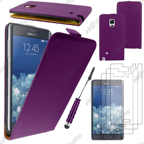 Ebeststar ® Housse Coque Etui En Pu Cuir À Rabat Ultra Fine (Slim Case) Pour Samsung Galaxy Note Edge, Couleur Violet + Mini Stylet 3 Film