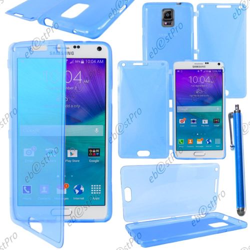 Ebeststar ® Housse Etui Coque Portefeuille Livre Silicone Gel Pour Samsung Galaxy Note 4 N910f, Couleur Bleu + Stylet + Film Protection D'écran