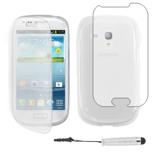 Ebeststar ® Housse Etui Coque Portefeuille Livre Silicone Gel Pour Samsung Galaxy S3 Mini Gt-I8190, I8190n, Couleur Transparent + Mini Stylet + Film Protection D'écran