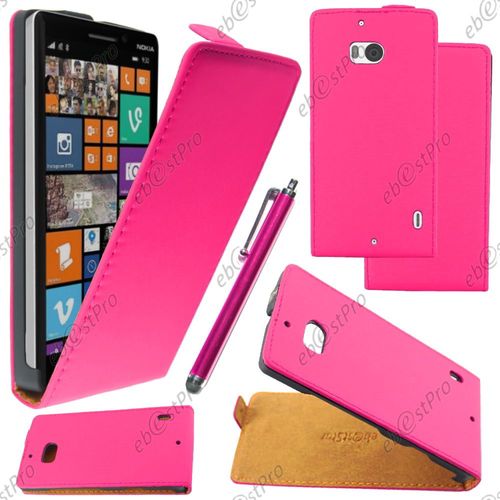 Ebeststar ® Housse Coque Etui En Pu Cuir À Rabat Ultra Fine (Slim Case) Pour Nokia Lumia 930, Couleur Rose + Stylet + Film Protection D'écran