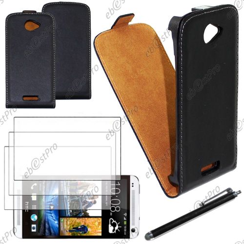 Ebeststar ® Housse Coque Etui En Pu Cuir À Rabat Ultra Fine (Slim Case) Pour Htc One S, Couleur Noir + Stylet 3 Film