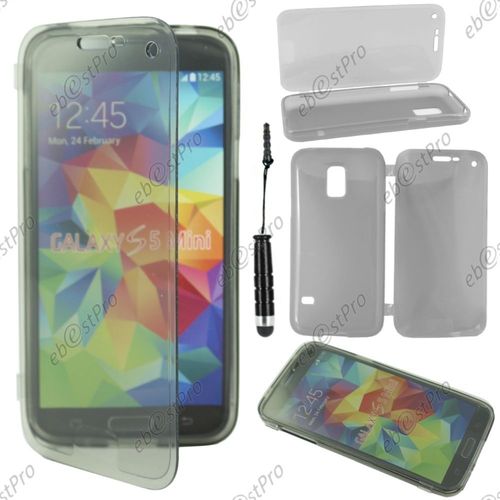 Ebeststar ® Housse Etui Coque Portefeuille Livre Silicone Gel Pour Samsung Galaxy S5 Mini Sm-G800 G800f G800h, Couleur Noir + Mini Stylet + Film Protection D'écran