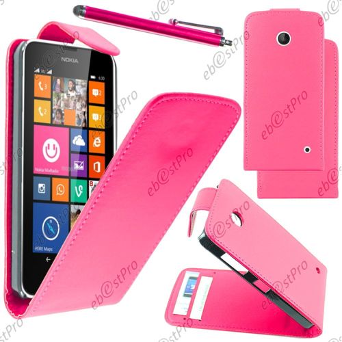 Ebeststar ® Housse Coque Etui Simili Cuir À Rabat Vertical Pour Nokia Lumia 630, Couleur Rose + Stylet + Film Protection D'écran