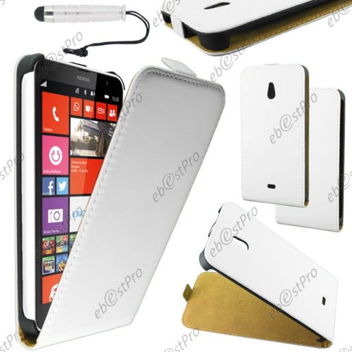 Ebeststar ® Housse Coque Etui En Pu Cuir À Rabat Ultra Fine (Slim Case) Pour Nokia Lumia 1320, Couleur Blanc + Mini Stylet + Film Protection D'écran