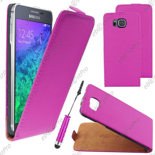Ebeststar ® Housse Coque Etui En Pu Cuir À Rabat Ultra Fine (Slim Case) Pour Samsung Galaxy Alpha Sm-G850f, Couleur Violet + Mini Stylet + Film Protection D'écran