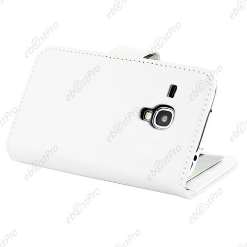 Ebeststar ® Housse Coque Etui Portefeuille Folio Book Livre Simili Cuir Pour Samsung Galaxy S3 Mini Gt-I8190, I8190n, Couleur Blanc + Mini Stylet + Film Protection D'écran