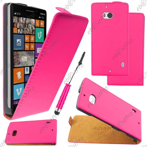 Ebeststar ® Housse Coque Etui En Pu Cuir À Rabat Ultra Fine (Slim Case) Pour Nokia Lumia 930, Couleur Rose + Mini Stylet + Film Protection D'écran
