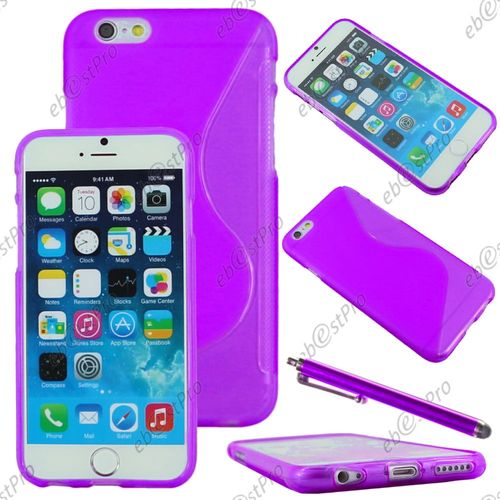 Ebeststar ® Housse Etui Coque Silicone Gel Motif S-Line Protection Souple Pour Apple Iphone 6 Écran 4,7", Couleur Violet + Stylet + Film Protection D'écran