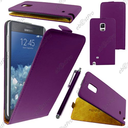 Ebeststar ® Housse Coque Etui En Pu Cuir À Rabat Ultra Fine (Slim Case) Pour Samsung Galaxy Note Edge, Couleur Violet + Stylet + Film Protection D'écran
