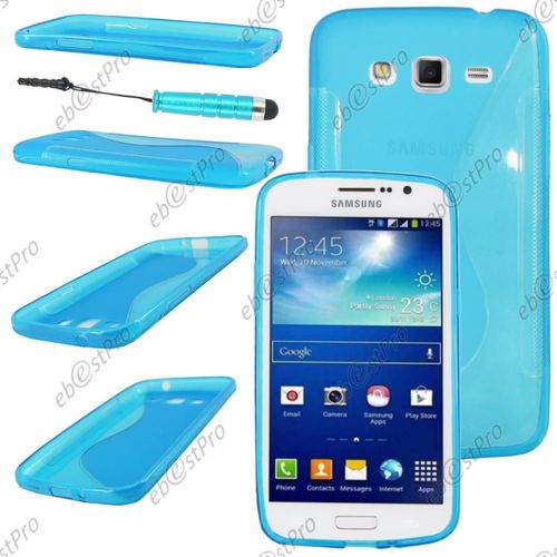 Ebeststar ® Housse Etui Coque Silicone Gel Motif S-Line Protection Souple Pour Samsung Galaxy Grand 2 G7105 G7102 G7100, Couleur Bleu + Mini Stylet + Film Protection D'écran
