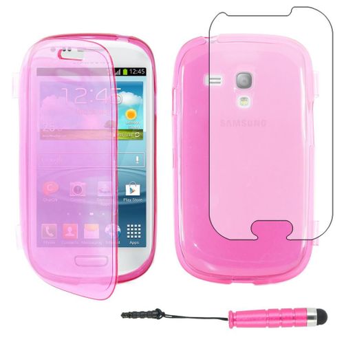 Ebeststar ® Housse Etui Coque Portefeuille Livre Silicone Gel Pour Samsung Galaxy S3 Mini Gt-I8190, I8190n, Couleur Rose + Mini Stylet + Film Protection D'écran