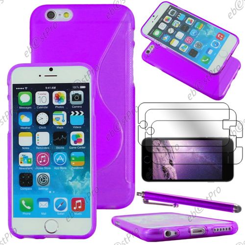 Ebeststar ® Housse Etui Coque Silicone Gel Motif S-Line Protection Souple Pour Apple Iphone 6 Écran 4,7", Couleur Violet + Stylet 3 Film