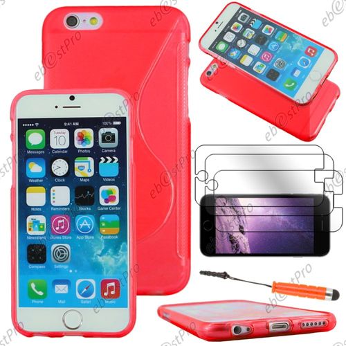 Ebeststar ® Housse Etui Coque Silicone Gel Motif S-Line Protection Souple Pour Apple Iphone 6 Écran 4,7", Couleur Rouge + Mini Stylet 3 Film